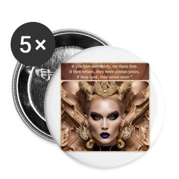 le visade d'une femme - Lot de 5 grands badges (56 mm) - blanc - Devant