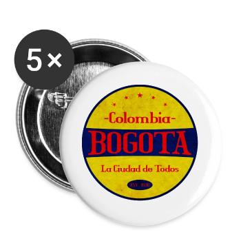 Bogotá Emblem mit Flaggenfarben Kolumbiens - Buttons groß 56 mm (5er Pack) - Weiß - Vorne