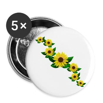 Sonnenblumen gelb Sonnenblumenmuster Blüte floral - Buttons groß 56 mm (5er Pack) - Weiß - Vorne
