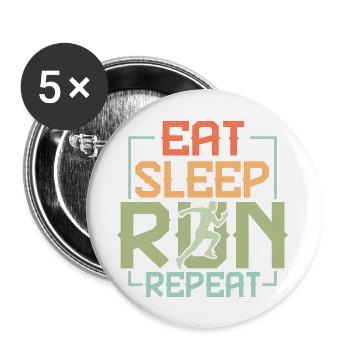 Manger. Dormir. Courir. Recommencer. Marathon trail - Lot de 5 grands badges (56 mm) - blanc - Devant