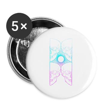 Skull art soleil couleur lining work - Lot de 5 grands badges (56 mm) - blanc - Devant