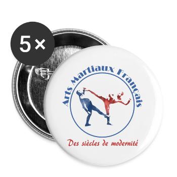 Logo Art Martiaux Français Modern - Lot de 5 grands badges (56 mm) - blanc - Devant