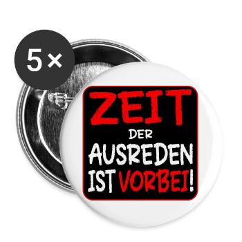 EIGENVERANTWORTUNG AUSREDEN - Buttons groß 56 mm (5er Pack) - Weiß - Vorne