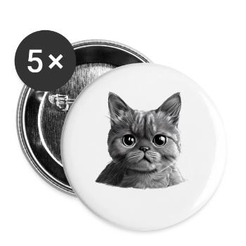 Chat Britannique Shorthair Chats Chaton Chat Mâle - Lot de 5 grands badges (56 mm) - blanc - Devant