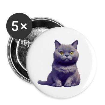 Katze Britisch Kurzhaar Katzenbaby Kater Katzen - Buttons groß 56 mm (5er Pack) - Weiß - Vorne