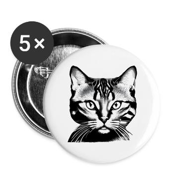 Cat Owner Domestic Cat Cat Cat Lover Cat - Buttons large 2.2''/56 mm (5-pack) - white - Front