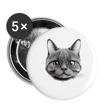 Chat Propriétaire Chat Domestique Chaton - Lot de 5 grands badges (56 mm) - blanc - Devant