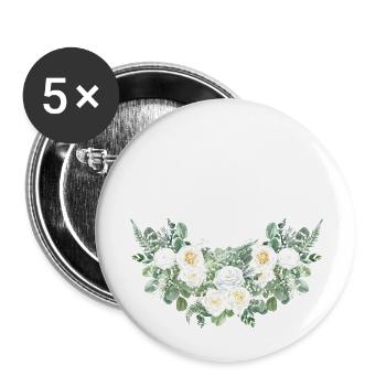 La mariée floral - Lot de 5 grands badges (56 mm) - blanc - Devant