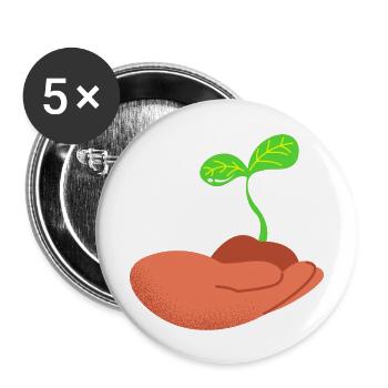 Pflanze - Buttons groß 56 mm (5er Pack) - Weiß - Vorne