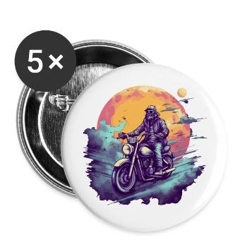 Rocker Biker Chopper - Buttons groß 56 mm (5er Pack) - Weiß - Vorne