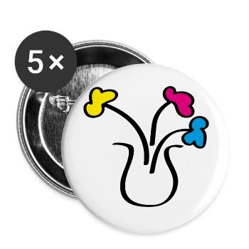 Abstrakte Zeichnung Blumen in einer Vase - Buttons groß 56 mm (5er Pack) - Weiß - Vorne