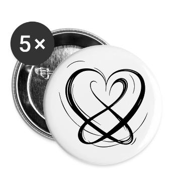 romantisches geschwungenes Herz für Valetninstag - Buttons groß 56 mm (5er Pack) - Weiß - Vorne