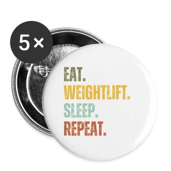 EAT WEIGHTLIFT SLEEP REPEAT - Buttons large 2.2''/56 mm (5-pack) - white - Front