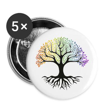 Arbre de vie arc-en-ciel - Lot de 5 grands badges (56 mm) - blanc - Devant