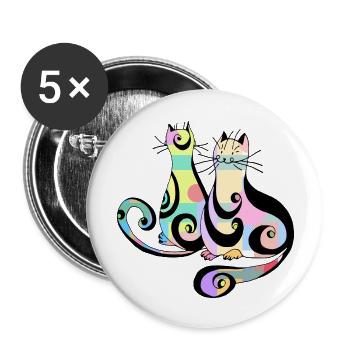 Chats - Lot de 5 grands badges (56 mm) - blanc - Devant