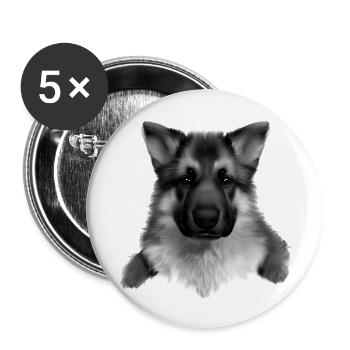 Puppy German Shepherd Dog Owner - Buttons large 2.2''/56 mm (5-pack) - white - Front
