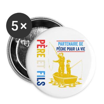 Père Et Fils Partenaire De Pêche Pour La Vie - Lot de 5 grands badges (56 mm) - blanc - Devant
