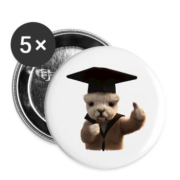 Bachelor Studium Schulabschluss Absolvent Alpaka - Buttons groß 56 mm (5er Pack) - Weiß - Vorne