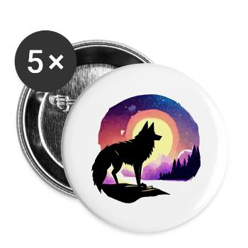 Wolf, Mountains, Forest, Nature, Nature - Buttons large 2.2''/56 mm (5-pack) - white - Front
