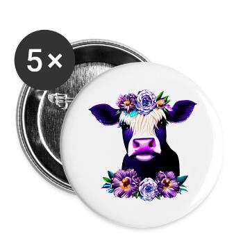 Cow flowers flower wreath willow - Buttons large 2.2''/56 mm (5-pack) - white - Front