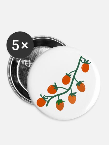 Kirschtomaten2 - Buttons groß 56 mm (5er Pack) - Weiß
