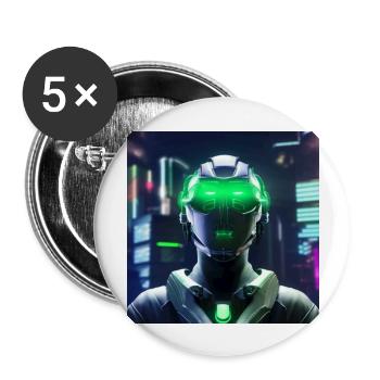 Cyberpunk Weltraumsoldat - Buttons groß 56 mm (5er Pack) - Weiß - Vorne