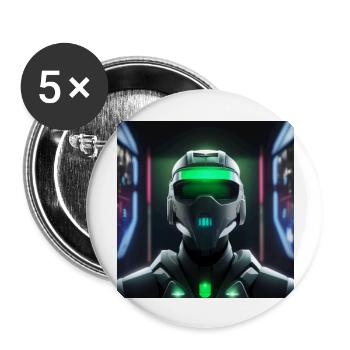 Cyberpunk Space Soldier - Buttons large 2.2''/56 mm (5-pack) - white - Front