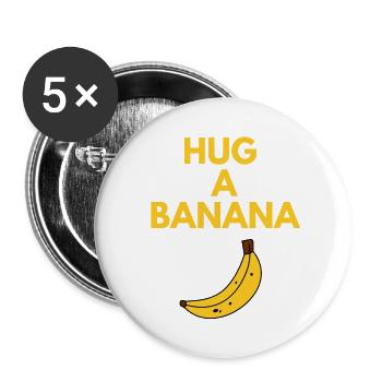 HUG A BANANA - Buttons large 2.2''/56 mm (5-pack) - white - Front