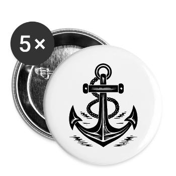 Anchor Boat Ship Nautical - Buttons large 2.2''/56 mm (5-pack) - white - Front