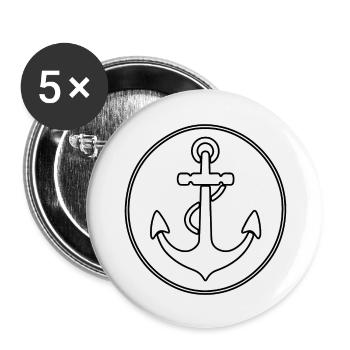 Anchor Boat Ship Nautical - Buttons large 2.2''/56 mm (5-pack) - white - Front