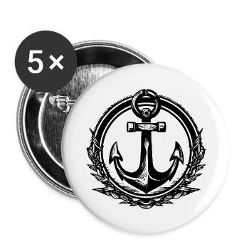Anchor Boat Ship Nautical - Buttons large 2.2''/56 mm (5-pack) - white - Front