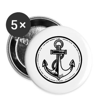 Anchor Boat Ship Nautical - Buttons large 2.2''/56 mm (5-pack) - white - Front