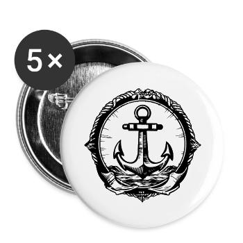 Bateau d’ancre Navire Nautique - Lot de 5 grands badges (56 mm) - blanc - Devant