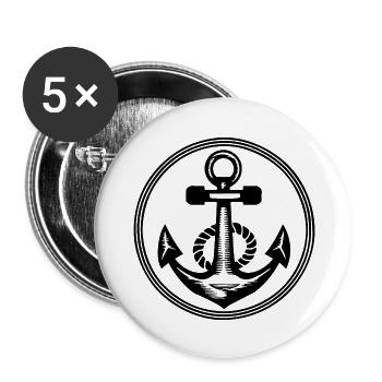 Anchor Boat Ship Nautical - Buttons large 2.2''/56 mm (5-pack) - white - Front