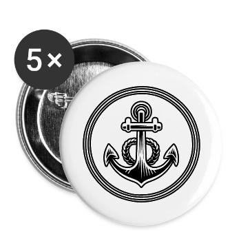 Anchor Boat Ship Nautical - Buttons large 2.2''/56 mm (5-pack) - white - Front