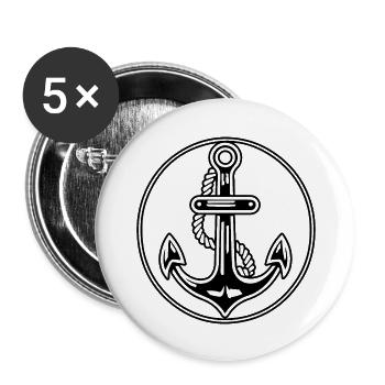 Anchor Boat Ship Nautical - Buttons large 2.2''/56 mm (5-pack) - white - Front