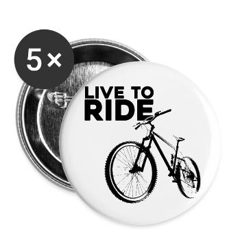 Live to Ride - Buttons large 2.2''/56 mm (5-pack) - white - Front