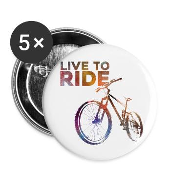 Live to ride - Buttons large 2.2''/56 mm (5-pack) - white - Front