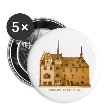 Hôtel de ville de Neustadt an der Orla Thuringe - Lot de 5 grands badges (56 mm) - blanc - Devant