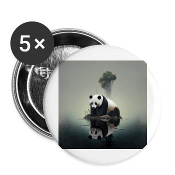 Spiegelinsel des verträumten Pandas - Buttons groß 56 mm (5er Pack) - Weiß - Vorne