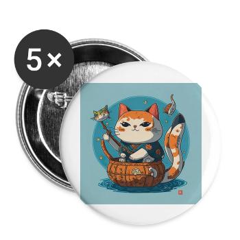 Japan Cat: une fusion pure de culture et de cuten - Lot de 5 grands badges (56 mm) - blanc - Devant