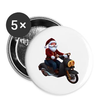 Weihnachten Motorrad Motorcross Weihnachtsbaum - Buttons groß 56 mm (5er Pack) - Weiß - Vorne