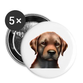 Labrador Retriever Labrador Propriétaire Chiot - Lot de 5 grands badges (56 mm) - blanc - Devant