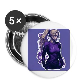 Belle fille manga - Lot de 5 grands badges (56 mm) - blanc - Devant