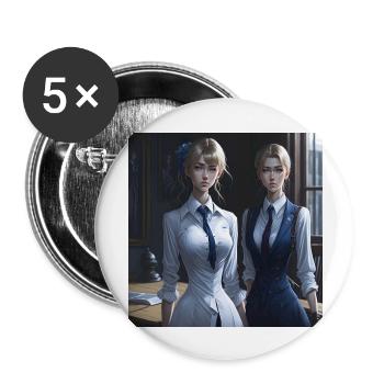 Belles filles manga - Lot de 5 grands badges (56 mm) - blanc - Devant