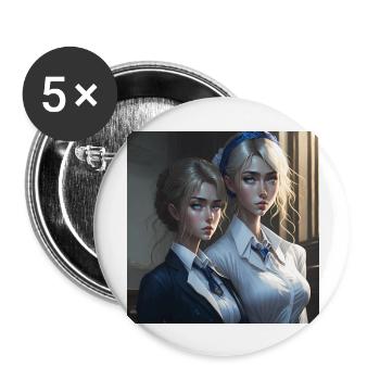 Belles filles manga - Lot de 5 grands badges (56 mm) - blanc - Devant
