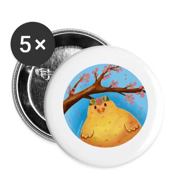 Poussins de printemps - Lot de 5 grands badges (56 mm) - blanc - Devant