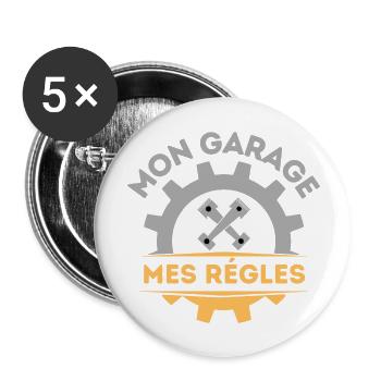 Mon garage mes règles 2 - Lot de 5 grands badges (56 mm) - blanc - Devant