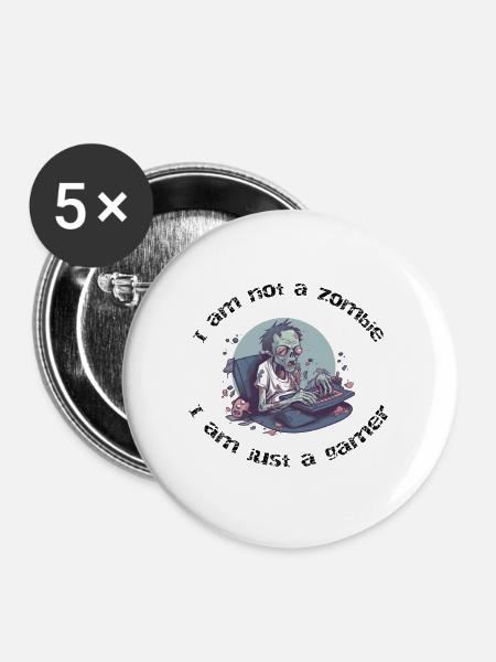 Zombie am PC Retro-Gaming - Buttons groß 56 mm (5er Pack) - Weiß