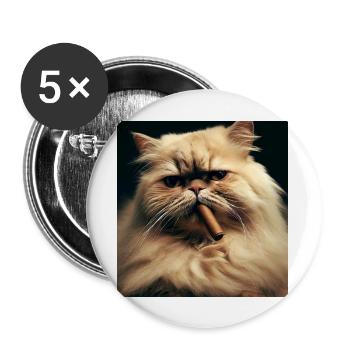 Perserkatze Negan mit Zigarre - Buttons groß 56 mm (5er Pack) - Weiß - Vorne